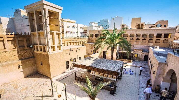 dubai heritage palm trees sunrise village